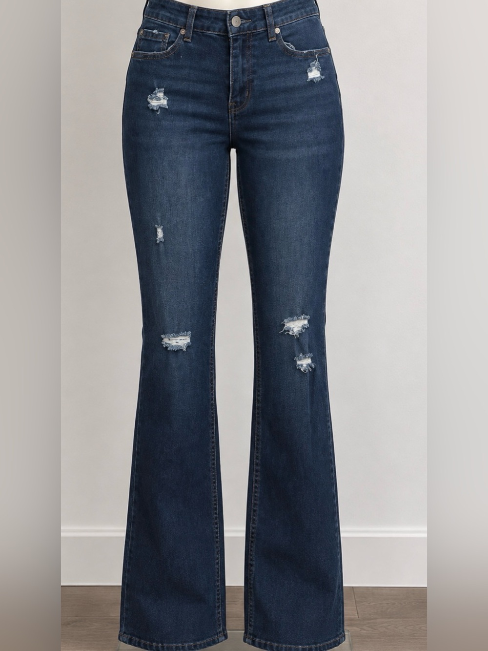 Dark Wash Distressed Bootcut Jeans - Women